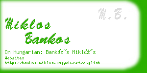 miklos bankos business card